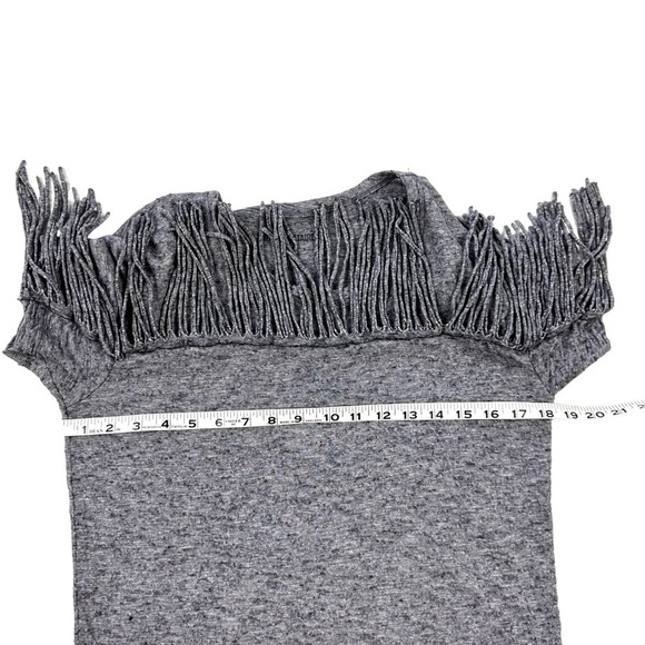 Zadig & Voltaire Satcha Fringes Western gray short-sleeve top t-shirt wool small - Picture 12 of 16